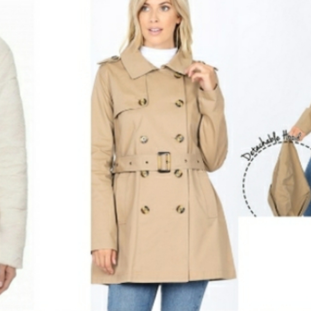 Safari kaki, shapely peacoat w belt small New